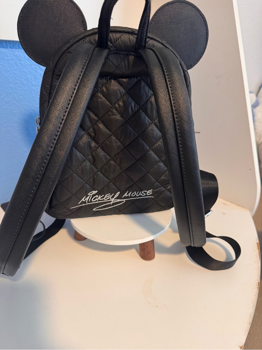 Loungefly Black Quilted Mini Backpack with Mouse Ears - Picture 8 of 12